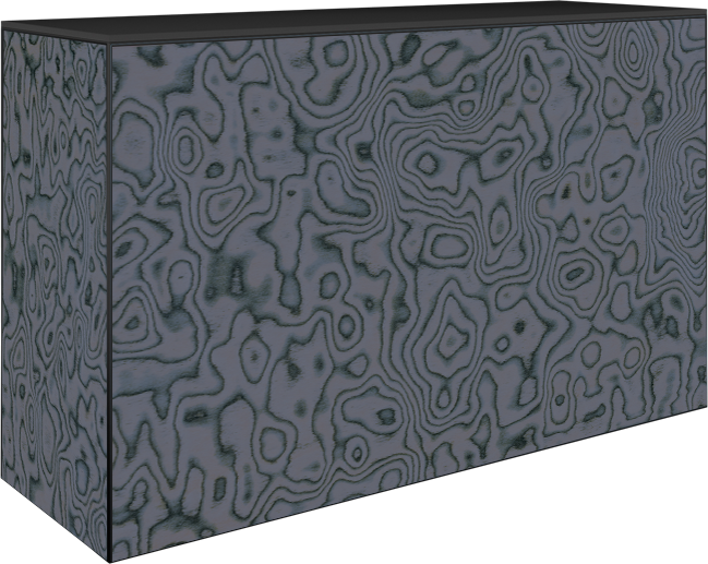 Art Series Service Bar Counter - Wood Grain Slate Grey - Black Top - 60 x 180 x 110cm H